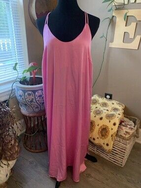 Pink Strappy Maxi Slip Dress
